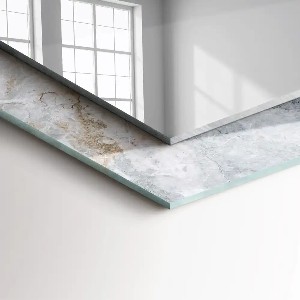 Obdĺžnikové zrkadlo s motívom Mramorové sivé žily