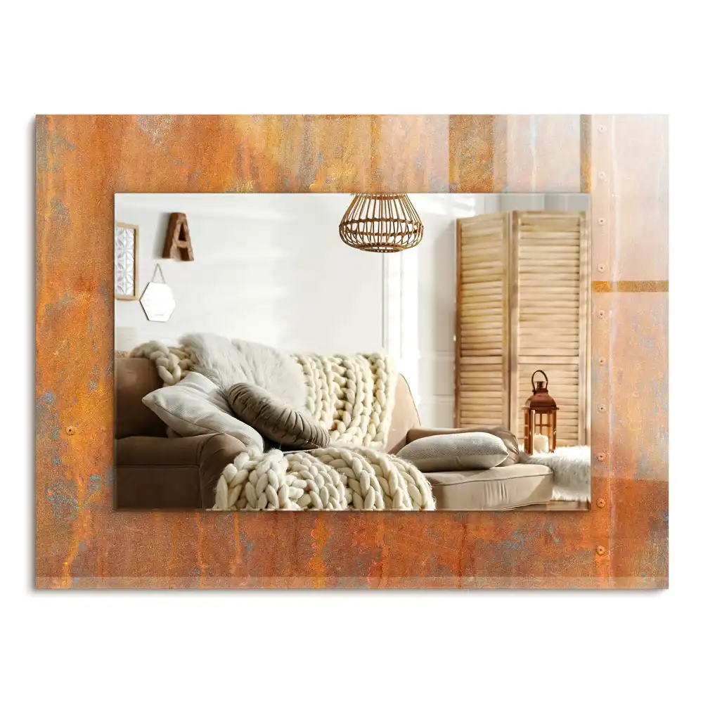 Obdĺžnikové ozdobné zrkadlo Hrdzavý kovový povrch