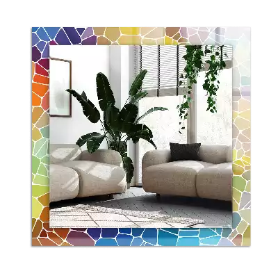 Obdĺžnikové zrkadlo s motívom Farebná abstraktná mozaika