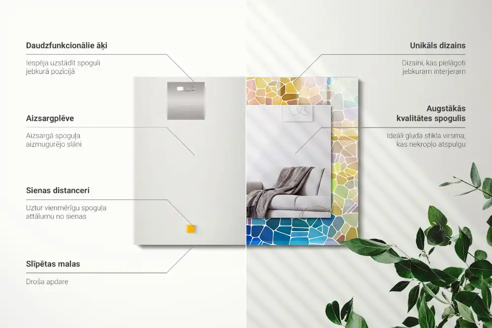 Obdĺžnikové zrkadlo s motívom Farebná abstraktná mozaika