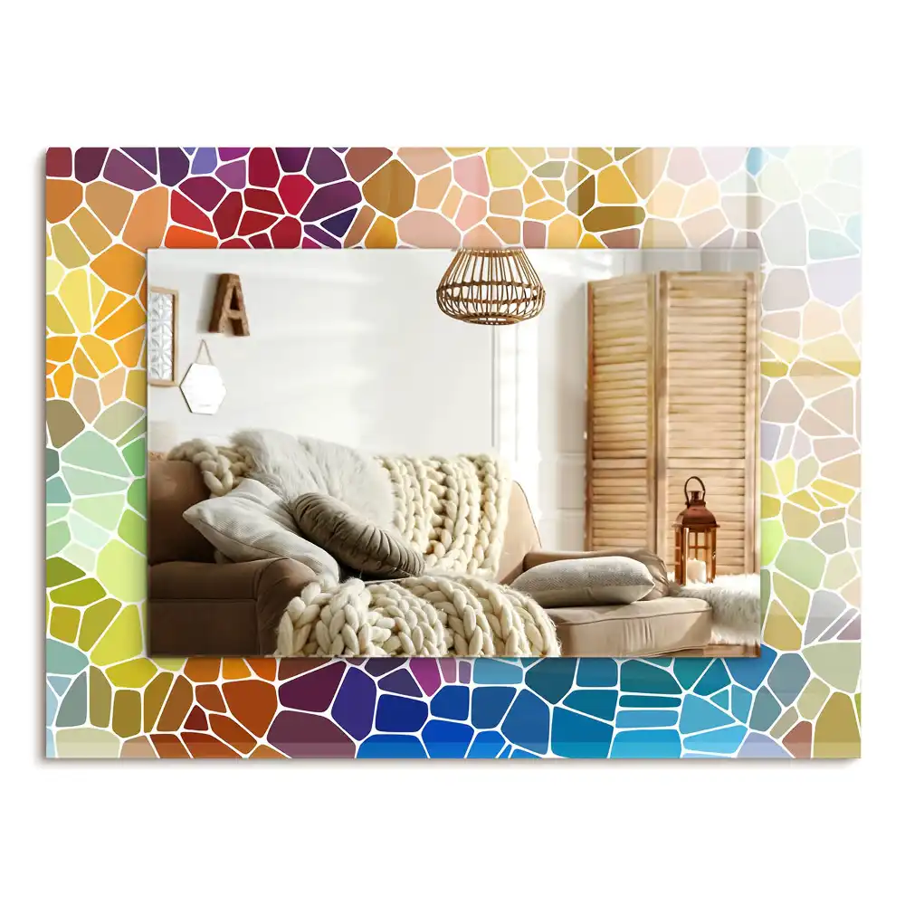 Obdĺžnikové zrkadlo s motívom Farebná abstraktná mozaika