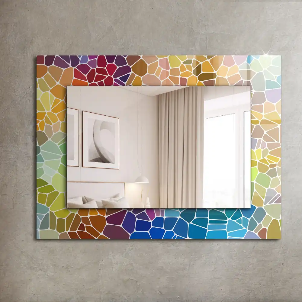 Obdĺžnikové zrkadlo s motívom Farebná abstraktná mozaika