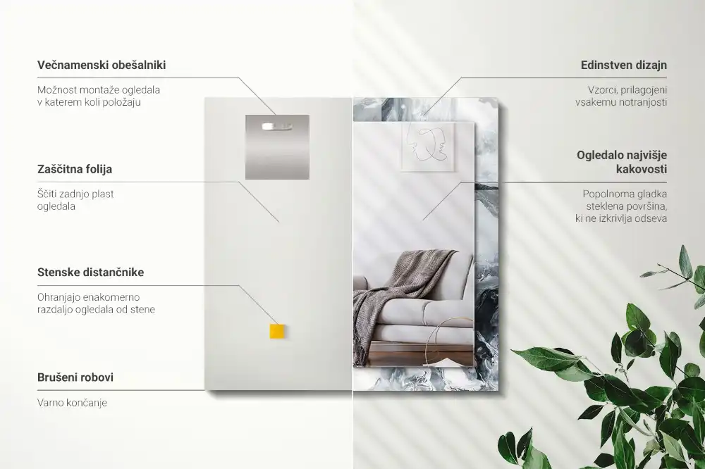 Obdĺžnikové ozdobné zrkadlo Abstraktná maľba kompozícia