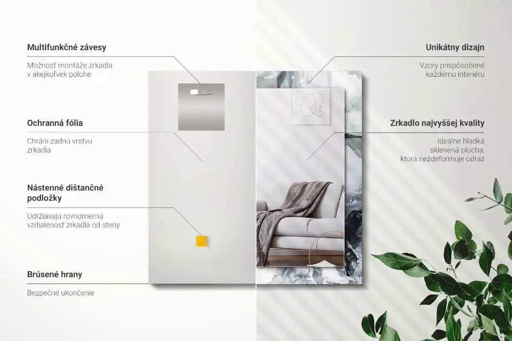 Obdĺžnikové ozdobné zrkadlo Abstraktná maľba kompozícia