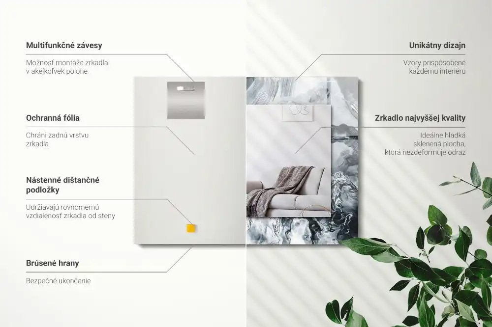 Obdĺžnikové ozdobné zrkadlo Abstraktná maľba kompozícia