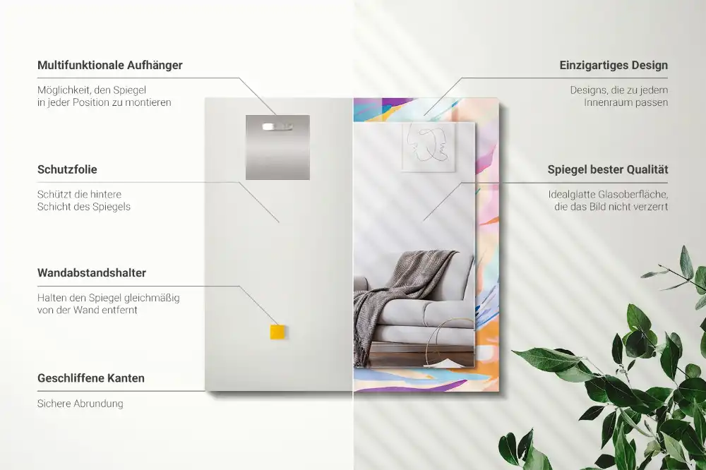 Obdĺžnikové dekoračné zrkadlo Abstraktné farebné ťahy