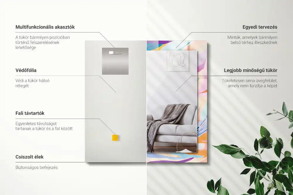 Obdĺžnikové dekoračné zrkadlo Abstraktné farebné ťahy