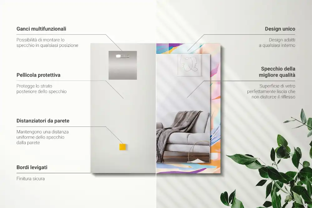 Obdĺžnikové dekoračné zrkadlo Abstraktné farebné ťahy