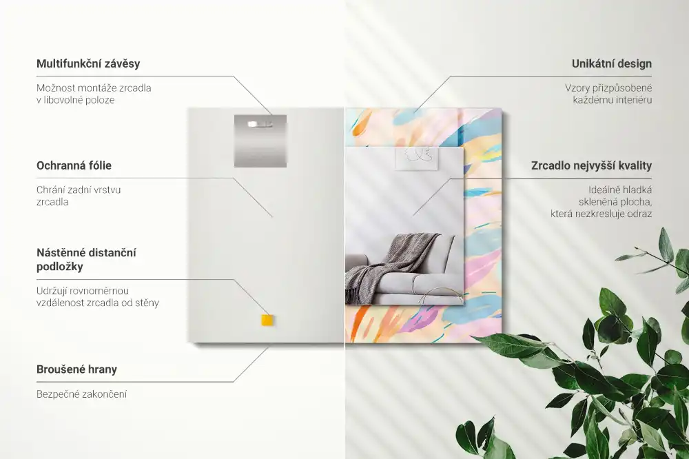 Obdĺžnikové dekoračné zrkadlo Abstraktné farebné ťahy