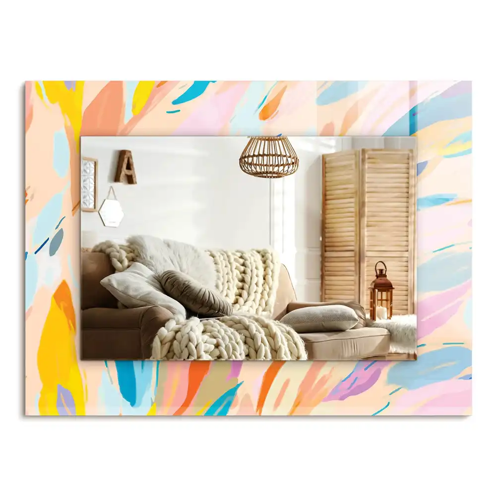 Obdĺžnikové dekoračné zrkadlo Abstraktné farebné ťahy