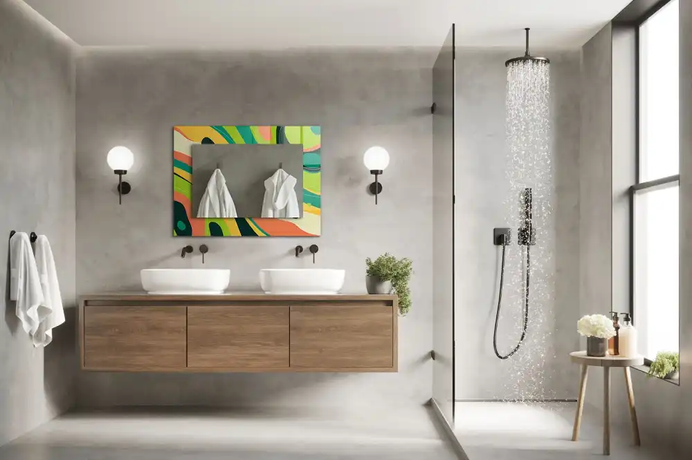 Obdĺžnikové zrkadlo s motívom Abstraktné farebné vzory