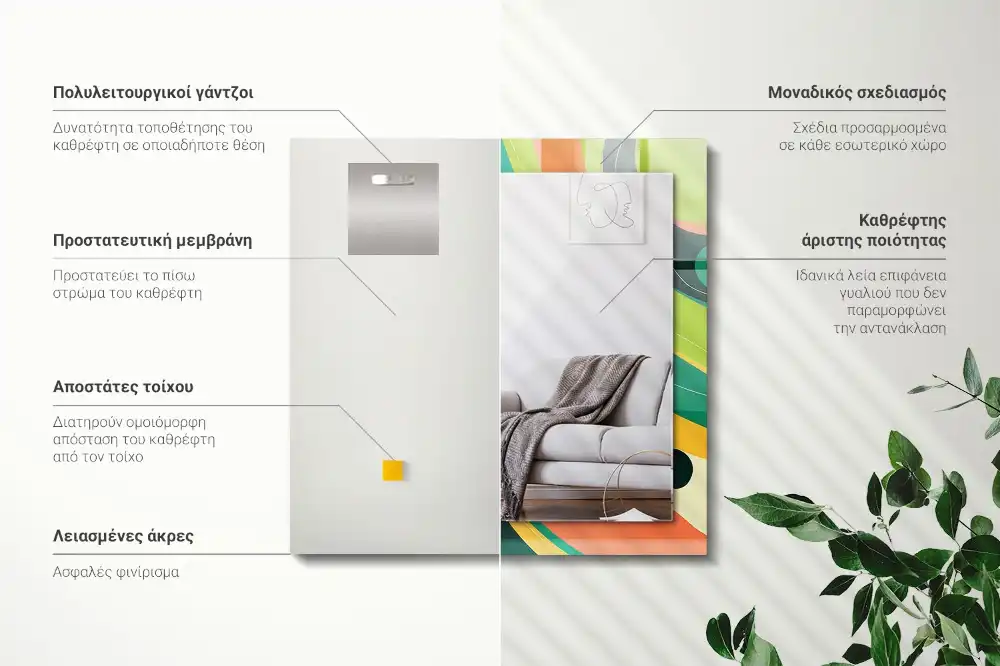 Obdĺžnikové zrkadlo s motívom Abstraktné farebné vzory