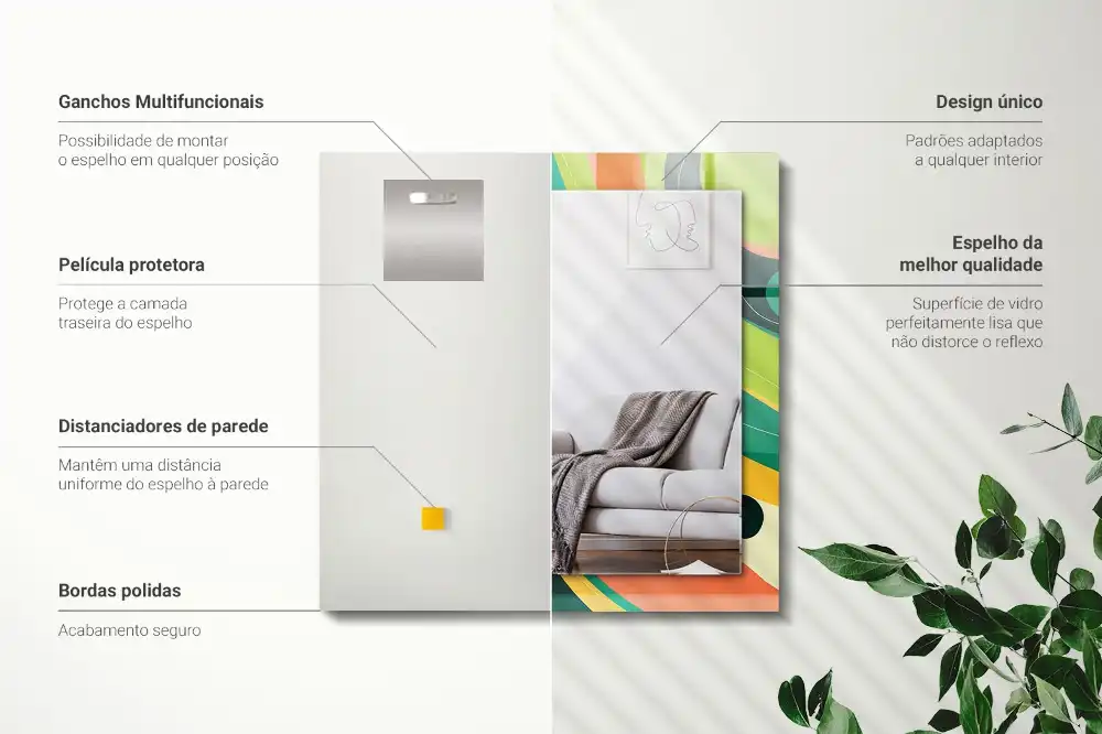 Obdĺžnikové zrkadlo s motívom Abstraktné farebné vzory