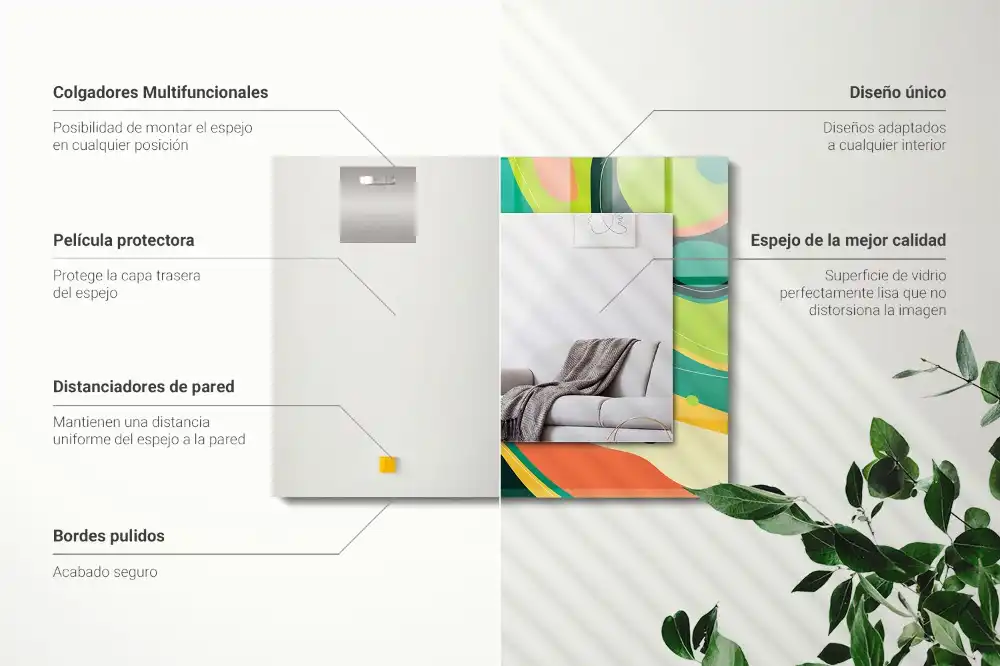 Obdĺžnikové zrkadlo s motívom Abstraktné farebné vzory