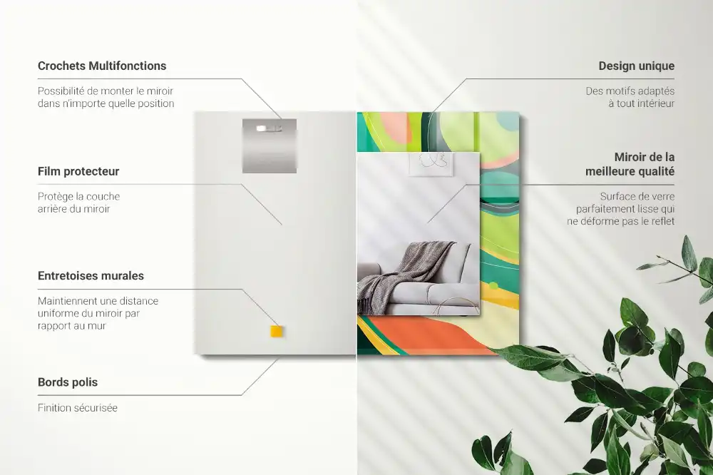 Obdĺžnikové zrkadlo s motívom Abstraktné farebné vzory