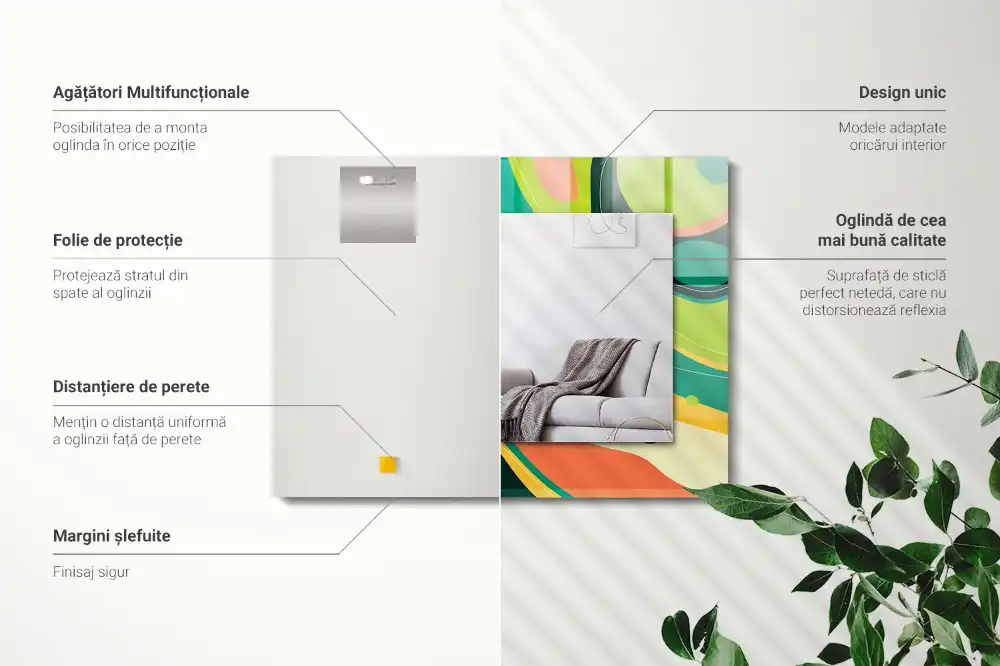 Obdĺžnikové zrkadlo s motívom Abstraktné farebné vzory