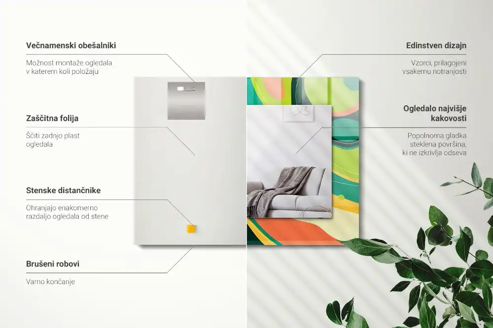 Obdĺžnikové zrkadlo s motívom Abstraktné farebné vzory