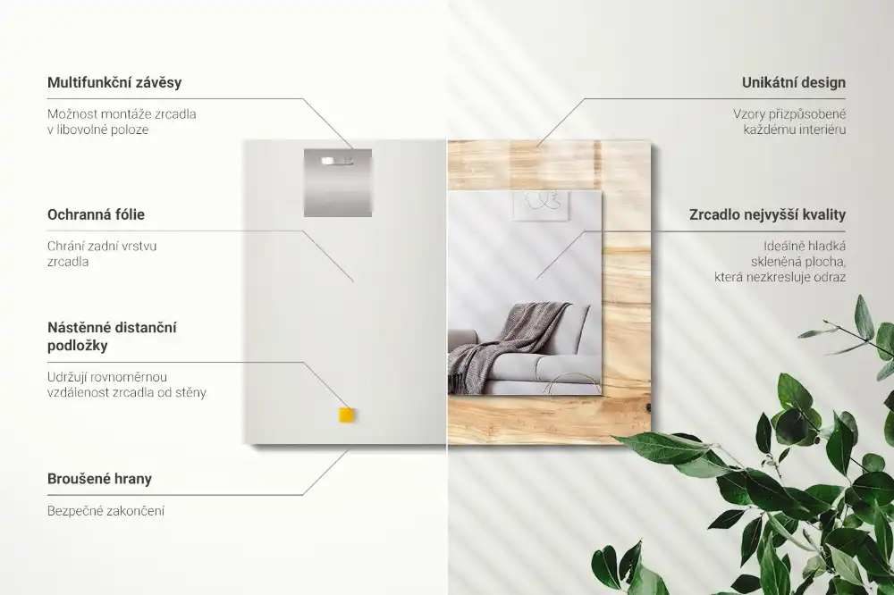 Obdĺžnikové ozdobné zrkadlo Textúra dreva