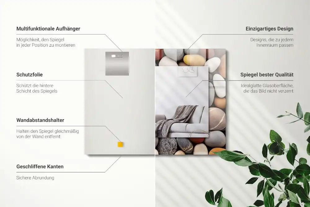 Obdĺžnikové dekoračné zrkadlo Farebné hladké kamene