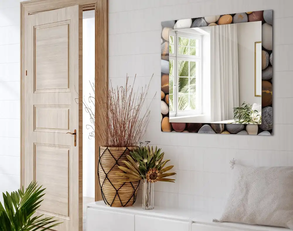 Obdĺžnikové dekoračné zrkadlo Farebné hladké kamene