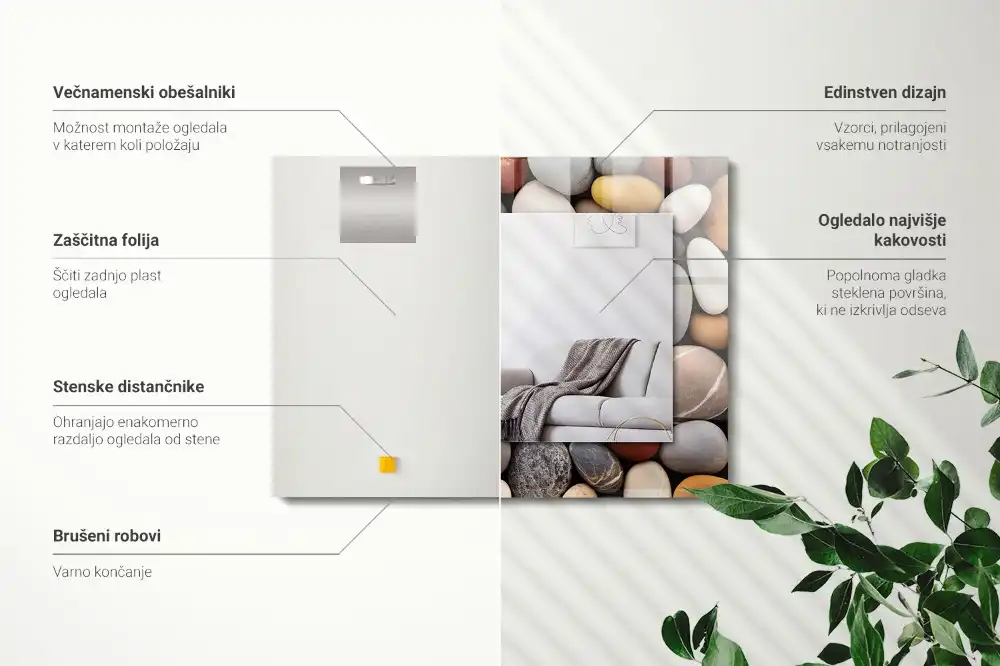 Obdĺžnikové dekoračné zrkadlo Farebné hladké kamene