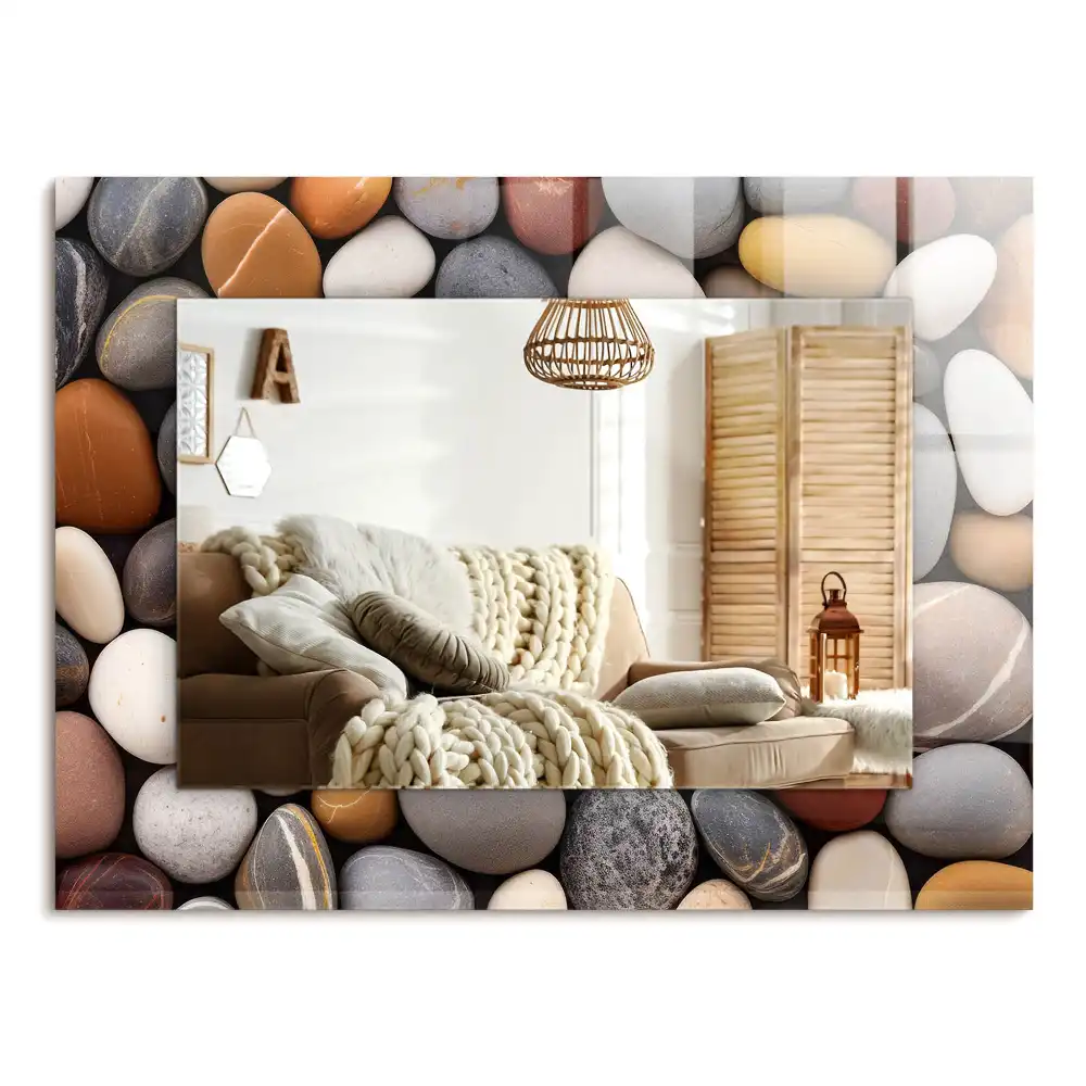 Obdĺžnikové dekoračné zrkadlo Farebné hladké kamene