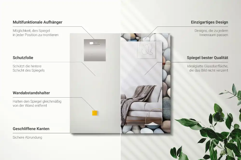 Obdĺžnikové zrkadlo s motívom Farebné hladké kamene