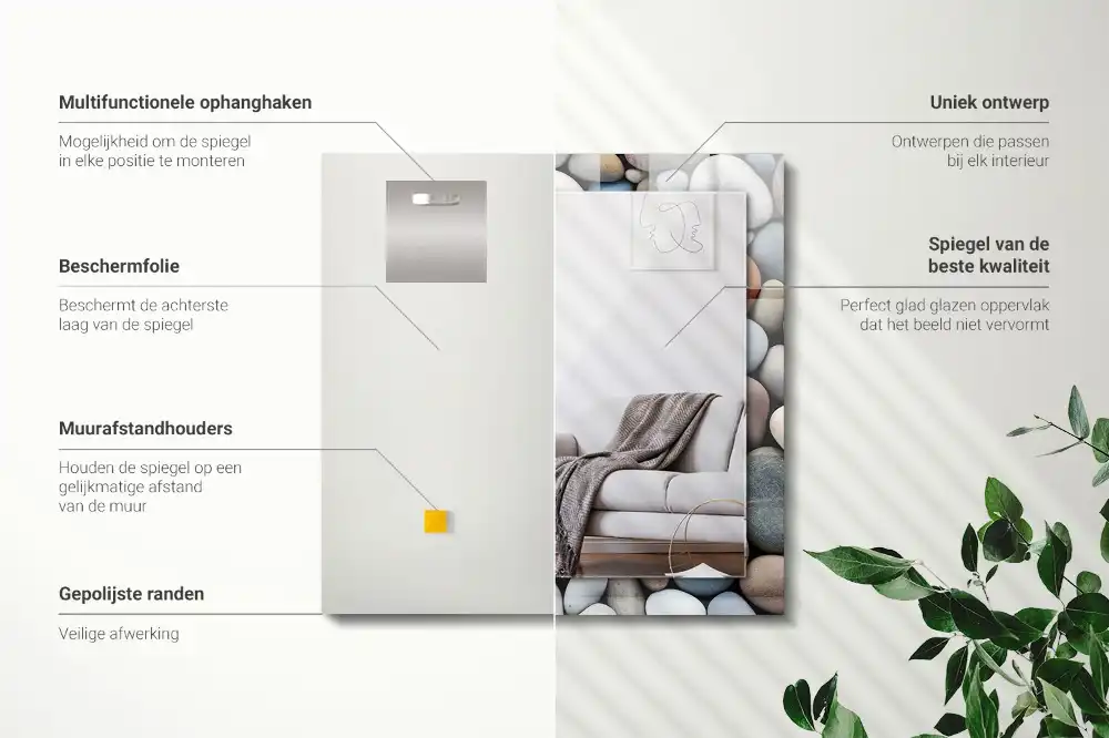 Obdĺžnikové zrkadlo s motívom Farebné hladké kamene