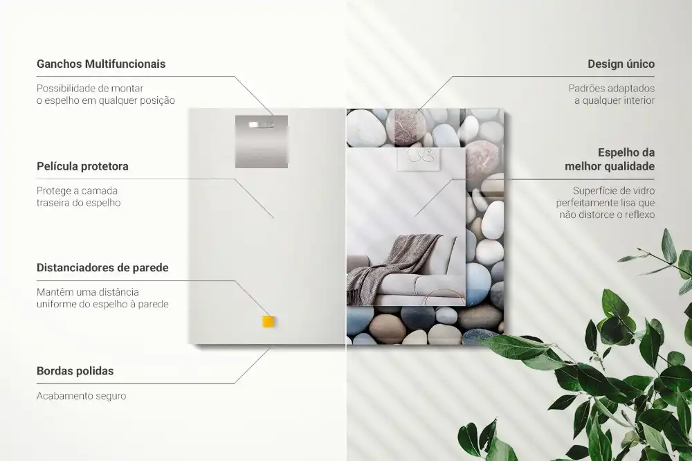 Obdĺžnikové zrkadlo s motívom Farebné hladké kamene