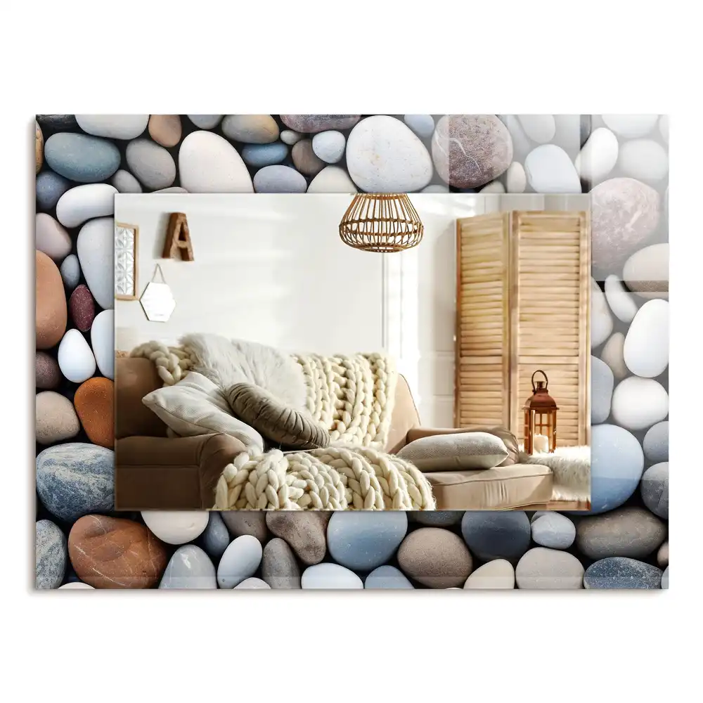 Obdĺžnikové zrkadlo s motívom Farebné hladké kamene