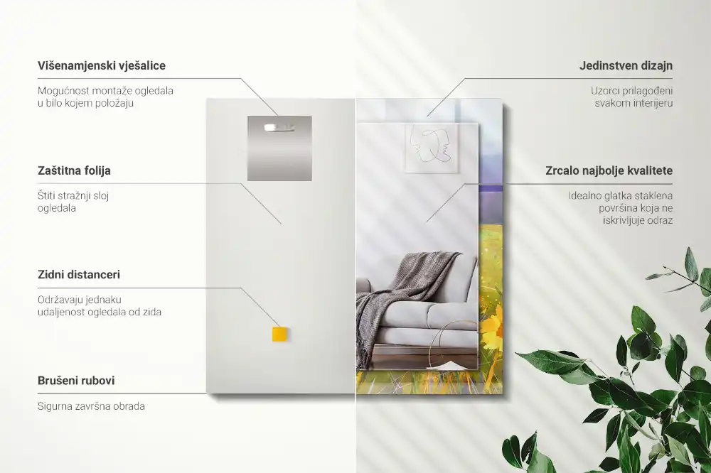 Obdĺžnikové dekoračné zrkadlo Slnečnicové pole