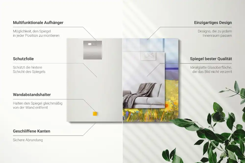 Obdĺžnikové dekoračné zrkadlo Slnečnicové pole