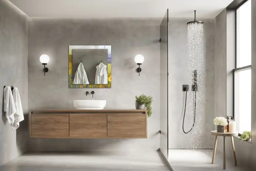 Obdĺžnikové dekoračné zrkadlo Slnečnicové pole