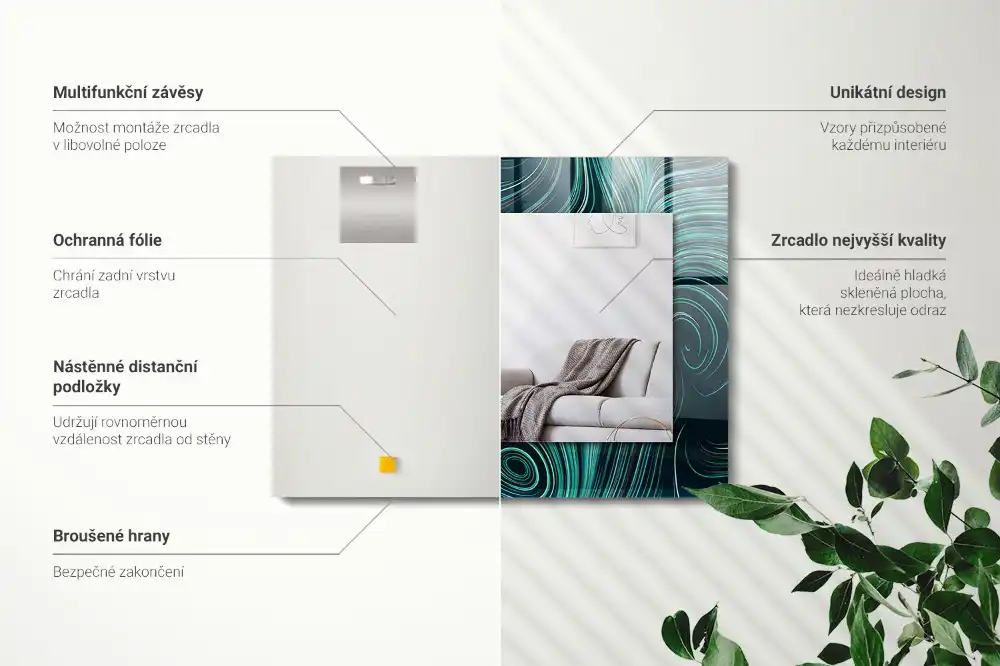 Obdĺžnikové dekoračné zrkadlo Abstraktné čiary