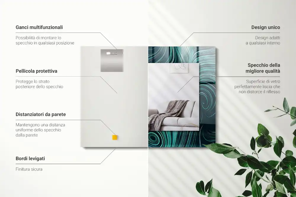 Obdĺžnikové dekoračné zrkadlo Abstraktné čiary