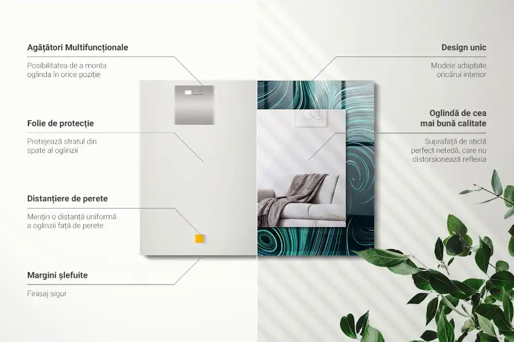 Obdĺžnikové dekoračné zrkadlo Abstraktné čiary