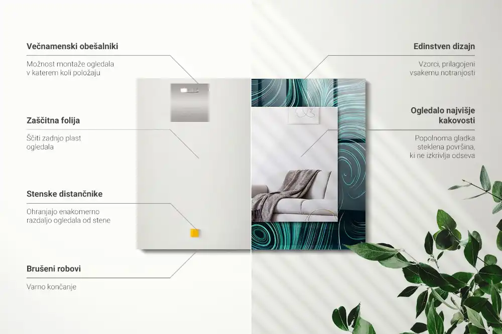 Obdĺžnikové dekoračné zrkadlo Abstraktné čiary