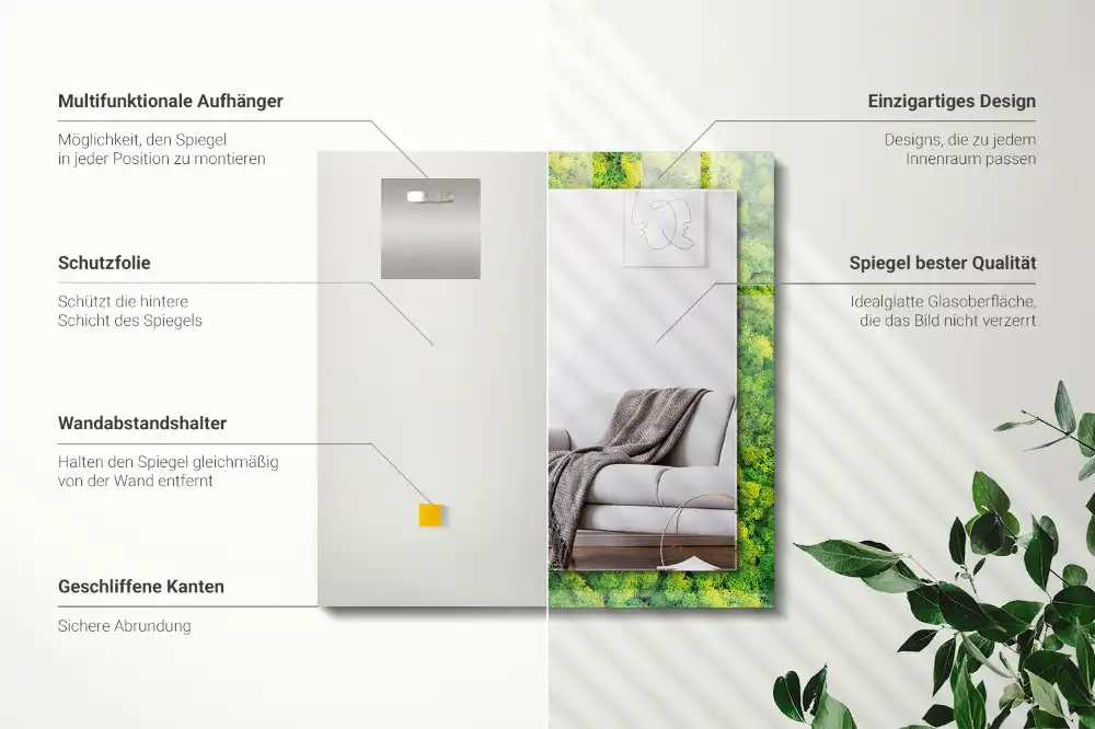 Obdĺžnikové zrkadlo s motívom Zelený mach