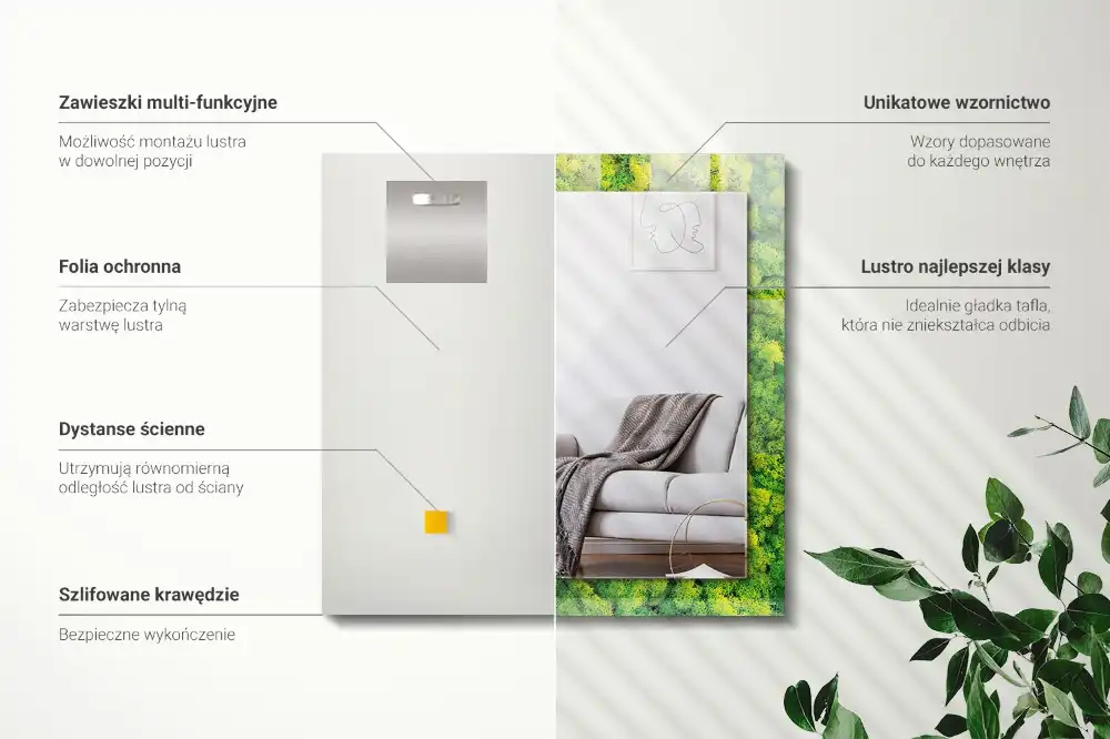 Obdĺžnikové zrkadlo s motívom Zelený mach