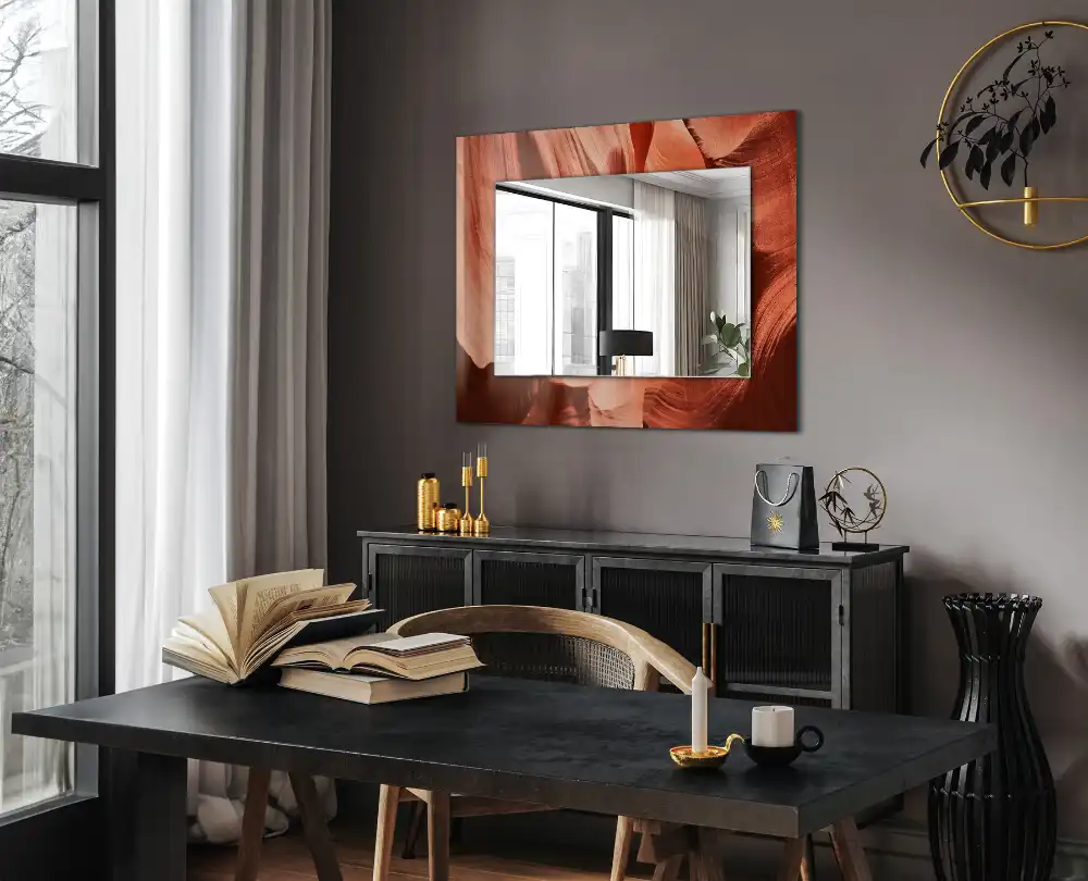 Obdĺžnikové ozdobné zrkadlo Skaly púštneho kaňonu