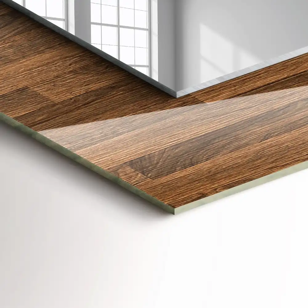 Obdĺžnikové zrkadlo s motívom Drevené panely