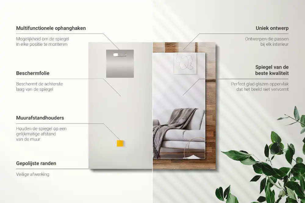 Obdĺžnikové zrkadlo s motívom Drevené panely