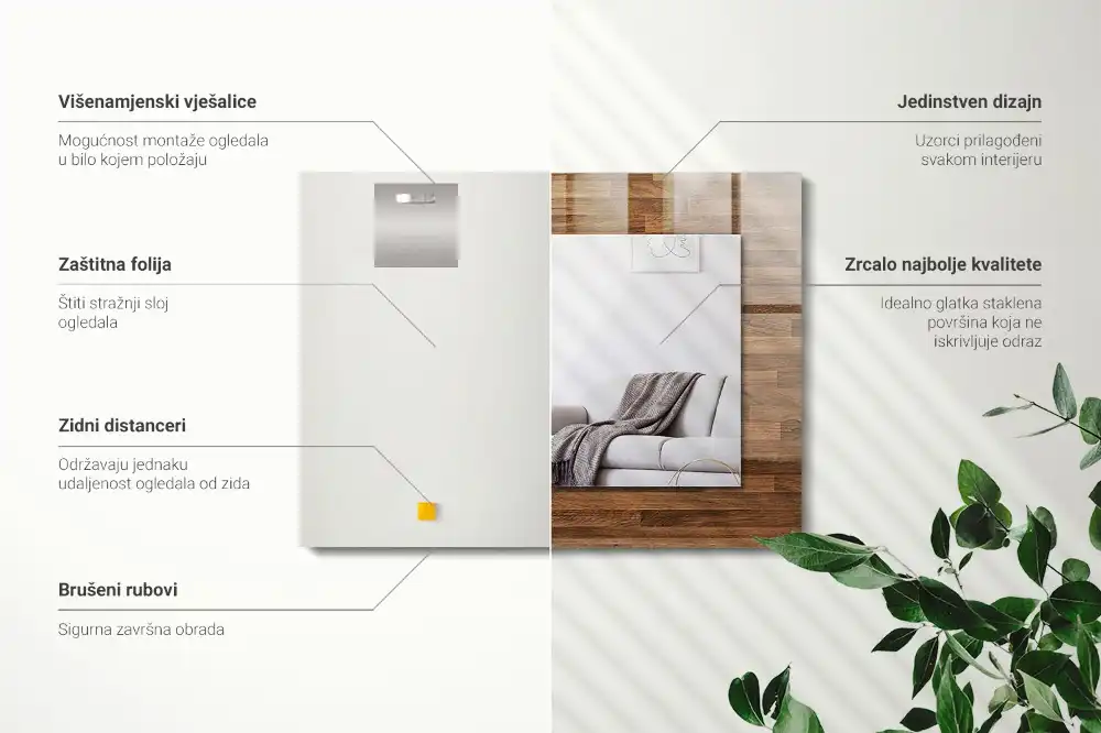 Obdĺžnikové zrkadlo s motívom Drevené panely