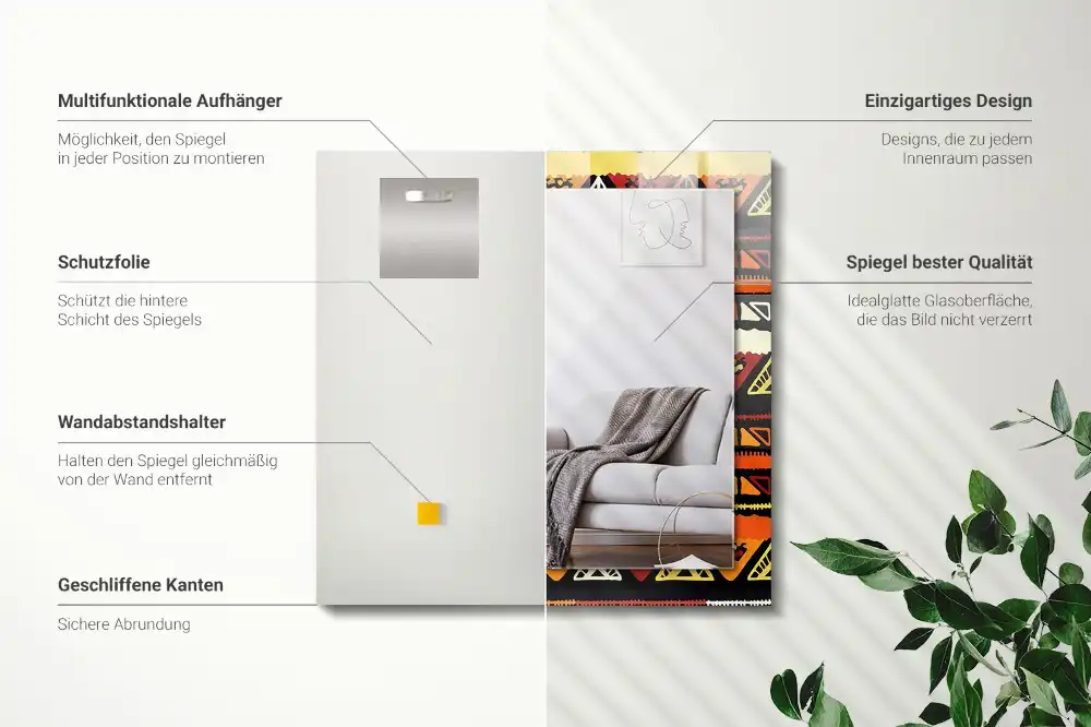 Obdĺžnikové ozdobné zrkadlo Farebný etnický vzor