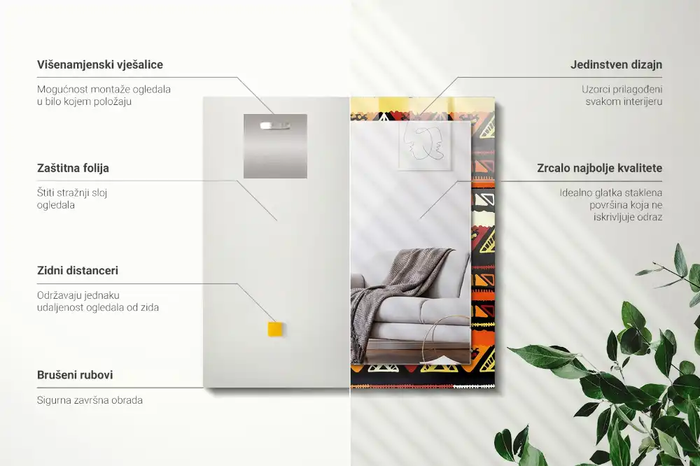 Obdĺžnikové ozdobné zrkadlo Farebný etnický vzor