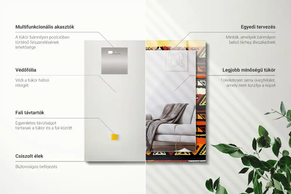 Obdĺžnikové ozdobné zrkadlo Farebný etnický vzor