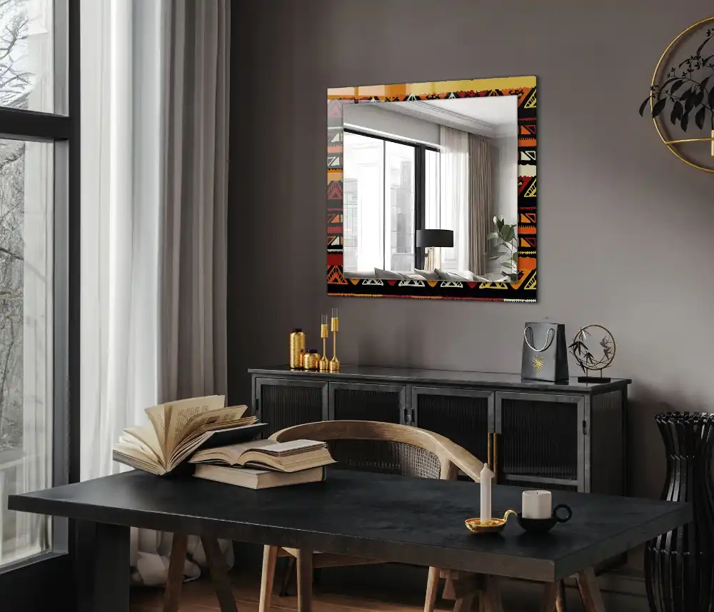 Obdĺžnikové ozdobné zrkadlo Farebný etnický vzor