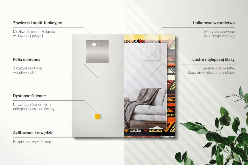 Obdĺžnikové ozdobné zrkadlo Farebný etnický vzor