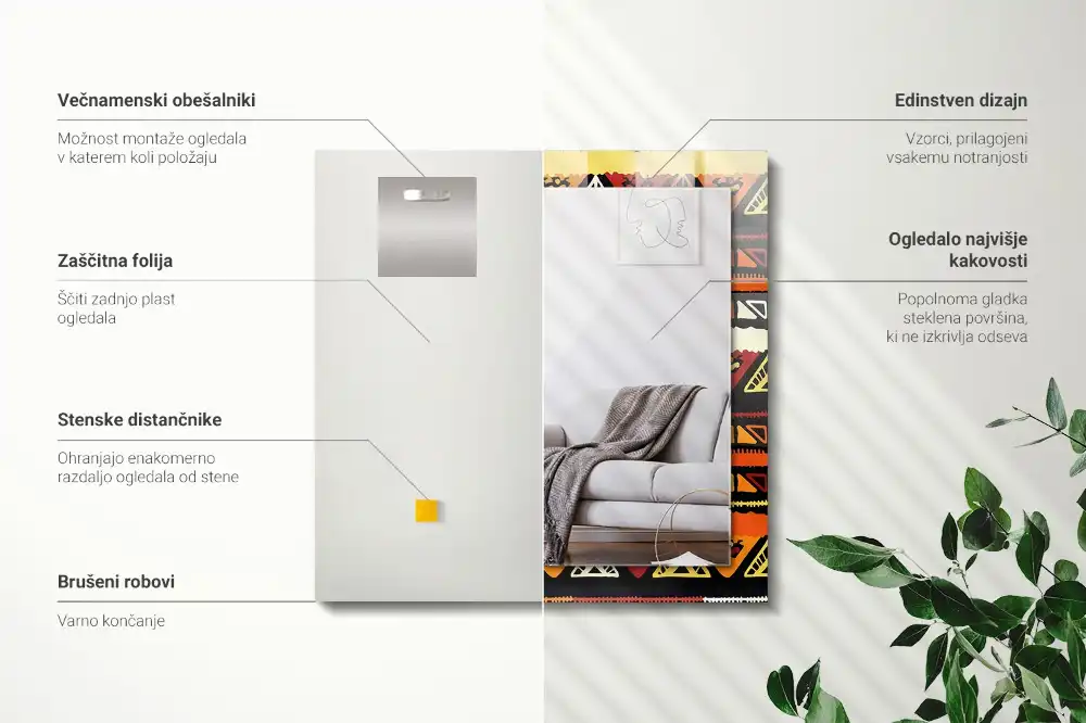 Obdĺžnikové ozdobné zrkadlo Farebný etnický vzor