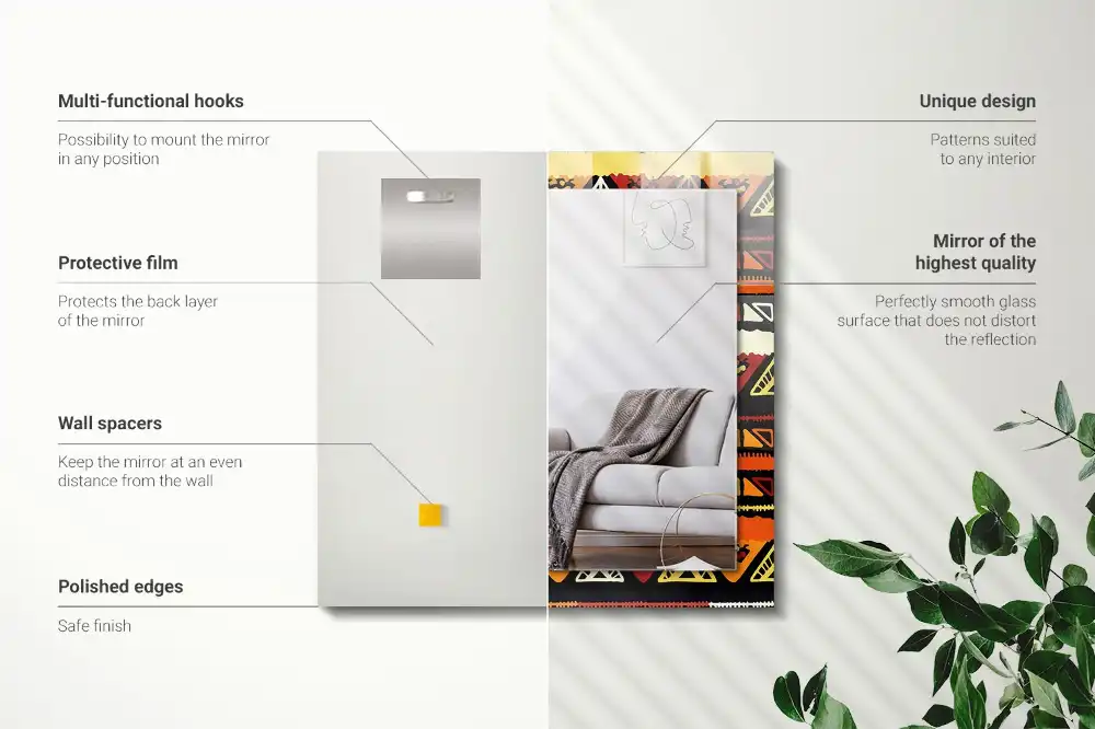 Obdĺžnikové ozdobné zrkadlo Farebný etnický vzor